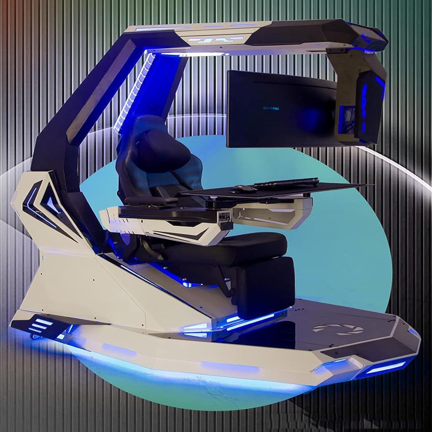 Ghế chơi game Zero Gravity sang trọng, Ghế thể thao điện tử điều chỉnh công thái học, Ghế buồng lái máy tính, Ghế văn phòng Boss, có chức năng massage + Bàn đạp